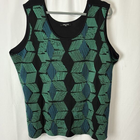 Misook Women’s Plus Abstract Floral Print Knit Sleeveless Top Tank Shell 3X NWOT - Picture 1 of 6